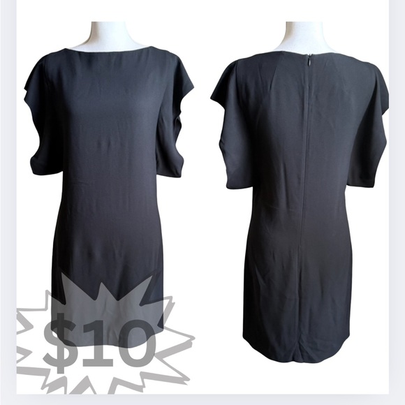 Zara Flutter Sleeve Sheath Dress M Basic Black - Picture 1 of 12